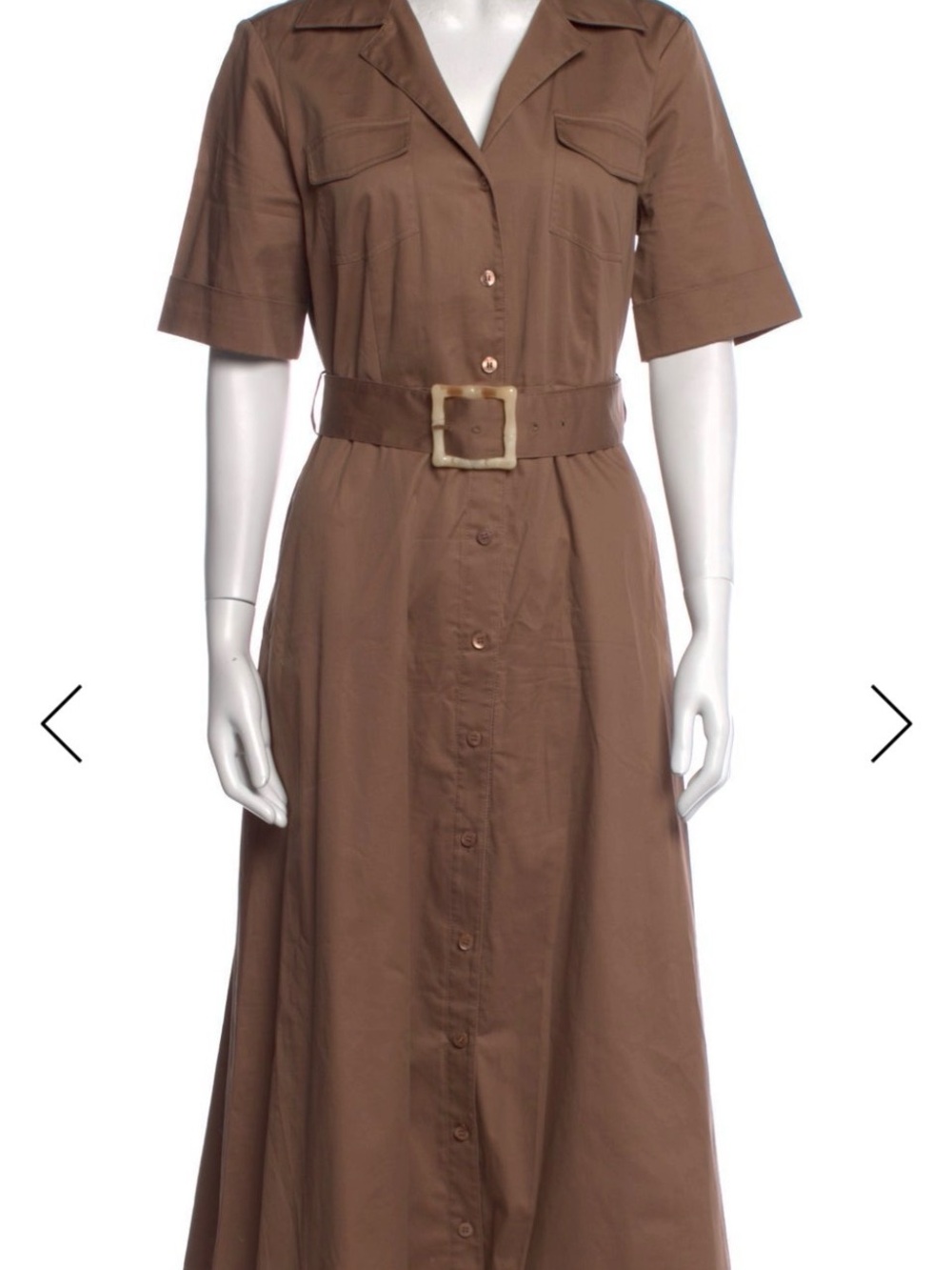 “Favorite Daughter” Brown Midi Shirt Dress with Buckle Belt, size Small